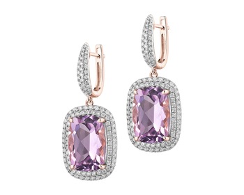 14 K Rhodium Plated Rose Gold Dangling Earring - fineness 14 K