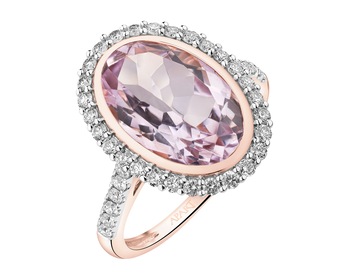 14 K Rhodium Plated Rose Gold Ring - fineness 14 K