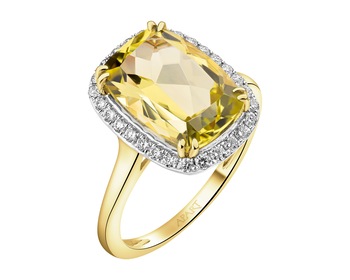 14 K Rhodium-Plated Yellow Gold Ring - fineness 14 K