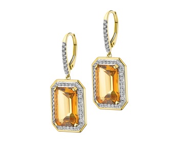 14 K Rhodium-Plated Yellow Gold Dangling Earring - fineness 14 K