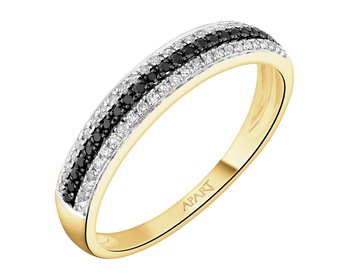 14 K Rhodium-Plated Yellow Gold Ring - 0,14 ct - fineness 14 K