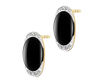 14 K Rhodium-Plated Yellow Gold Earrings  - fineness 14 K