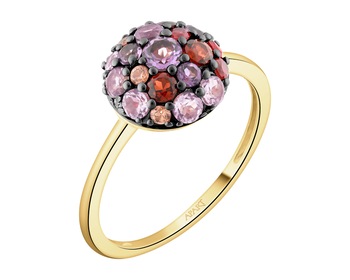 14 K Rhodium-Plated Yellow Gold Ring - fineness 14 K