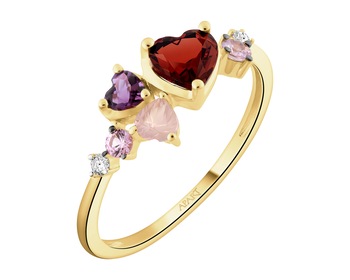 14 K Rhodium-Plated Yellow Gold Ring - fineness 14 K