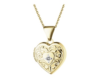 14 K Rhodium-Plated Yellow Gold Pendant with Diamond - 0,005 ct - fineness 14 K