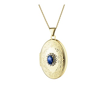 14 K Rhodium-Plated Yellow Gold Pendant with Diamonds - fineness 14 K