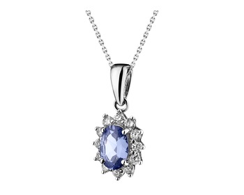 14 K Rhodium-Plated White Gold Pendant with Diamonds - fineness 14 K