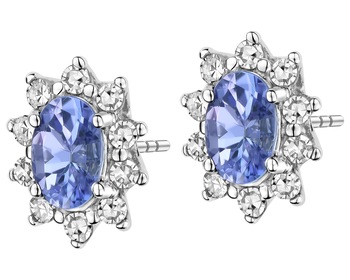 14 K Rhodium-Plated White Gold Earrings - fineness 14 K