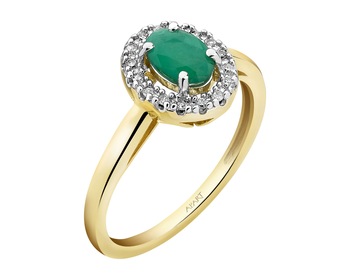 14 K Rhodium-Plated Yellow Gold Ring - fineness 14 K