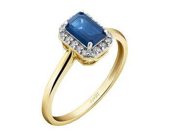 14 K Rhodium-Plated Yellow Gold Ring - fineness 14 K