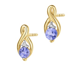 14 K Rhodium-Plated Yellow Gold Earrings  - fineness 14 K
