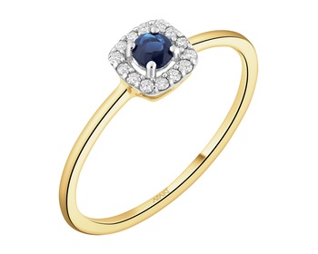 14 K Rhodium-Plated Yellow Gold Ring - fineness 14 K