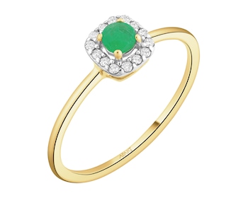 14 K Rhodium-Plated Yellow Gold Ring - fineness 14 K