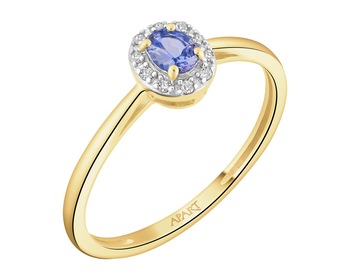 14 K Rhodium-Plated Yellow Gold Ring - fineness 14 K