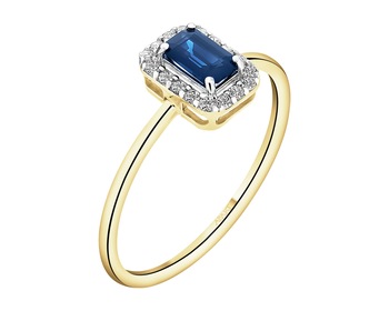 14 K Rhodium-Plated Yellow Gold Ring - fineness 14 K