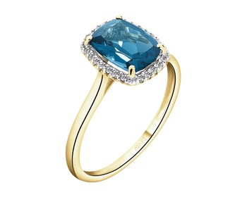 14 K Rhodium-Plated Yellow Gold Ring - fineness 14 K