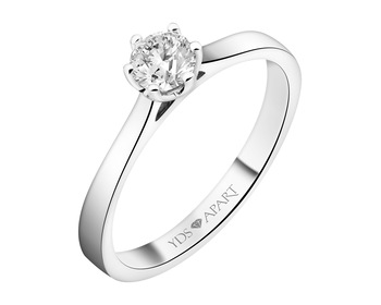 18 K Rhodium-Plated White Gold Ring with Diamond - 0,40 ct - fineness 18 K