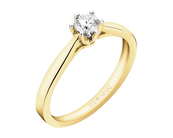 18ct Yellow Gold Ring with Diamond - 0,18 ct - fineness 18 K