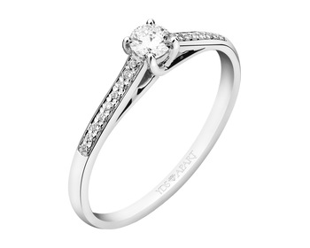 18ct White Gold Ring with Diamonds - 0,24 ct - fineness 18 K