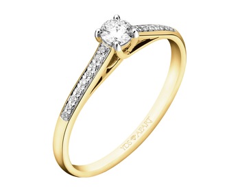 18ct Yellow Gold Ring with Diamonds - 0,24 ct - fineness 18 K
