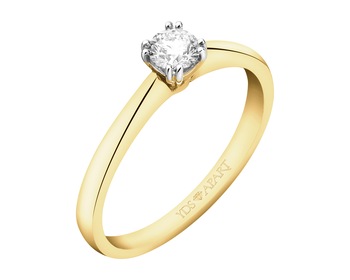 18ct Yellow Gold Ring with Diamond - 0,18 ct - fineness 18 K