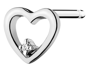 9 K Rhodium-Plated White Gold Earring with Diamond - 0,004 ct - fineness 9 K