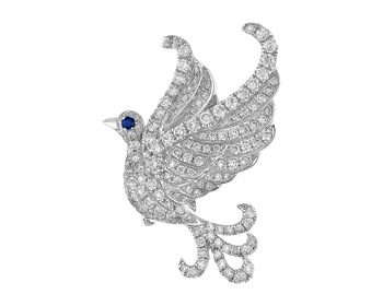 18 K Rhodium-Plated White Gold Brooch - fineness 18 K