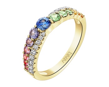 14 K Rhodium-Plated Yellow Gold Ring - fineness 14 K