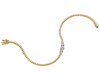 14 K Rhodium-Plated Yellow Gold Bracelet with Diamonds - 0,11 ct - fineness 14 K