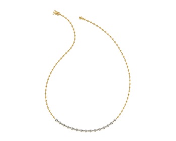 14 K Rhodium-Plated Yellow Gold Necklace with Diamonds - 0,36 ct - fineness 14 K