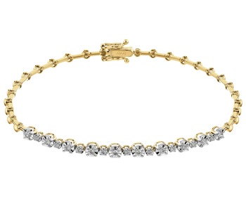 14 K Rhodium-Plated Yellow Gold Bracelet with Diamonds - 0,23 ct - fineness 14 K
