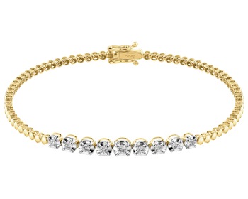 14 K Rhodium-Plated Yellow Gold Bracelet with Diamonds - 0,29 ct - fineness 14 K