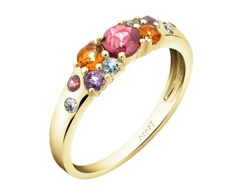 14 K Yellow Gold Ring with Diamonds - fineness 14 K
