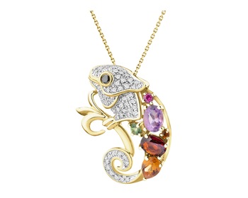 14 K Rhodium-Plated Yellow Gold Pendant - 0,14 ct - fineness 14 K