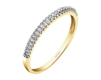 14 K Rhodium-Plated Yellow Gold Ring with Diamonds - 0,06 ct - fineness 14 K