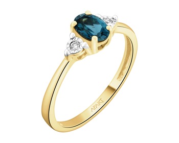 14 K Rhodium-Plated Yellow Gold Ring - fineness 14 K