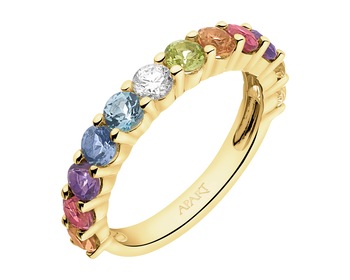 14 K Rhodium-Plated Yellow Gold Ring - fineness 14 K