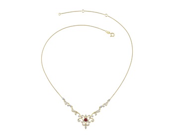 14 K Rhodium-Plated Yellow Gold Collar Necklace with Diamonds - fineness 14 K