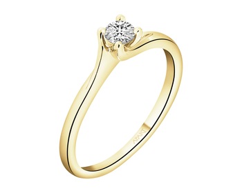 14 K Yellow Gold Ring with Diamond - 0,13 ct - fineness 14 K
