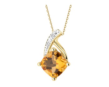 9 K Rhodium-Plated Yellow Gold Pendant  - fineness 9 K