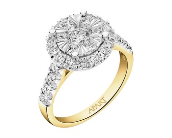 Yellow and white gold ring with diamonds - 1,25 ct - fineness 585