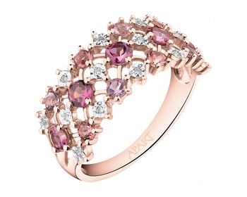 14 K Pink Gold Ring with Diamonds - fineness 14 K