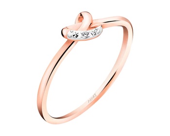 9 K Rhodium Plated Rose Gold Ring with Diamond - 0,004 ct - fineness 9 K
