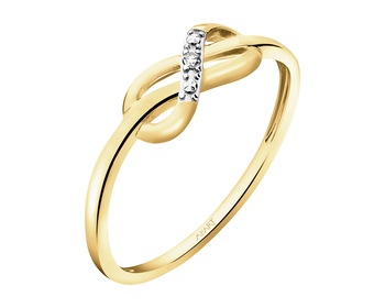 14 K Rhodium-Plated Yellow Gold Ring with Diamond - 0,007 ct - fineness 14 K