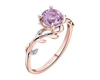 9 K Rhodium Plated Rose Gold Ring - fineness 14 K