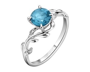 14 K Rhodium-Plated White Gold Ring - fineness 14 K