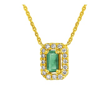 14 K Rhodium-Plated Yellow Gold Necklace with Diamonds - fineness 14 K