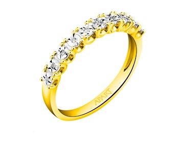 9 K Rhodium-Plated Yellow Gold Ring with Diamonds - 0,03 ct - fineness 9 K