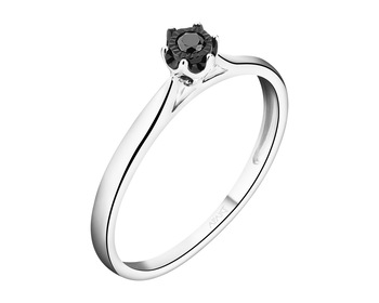 9 K Rhodium-Plated White Gold Ring with Diamond - 0,05 ct - fineness 14 K