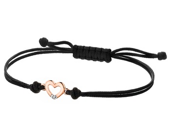 9 K Rhodium Plated Rose Gold Bracelet with Diamond - 0,004 ct - fineness 9 K